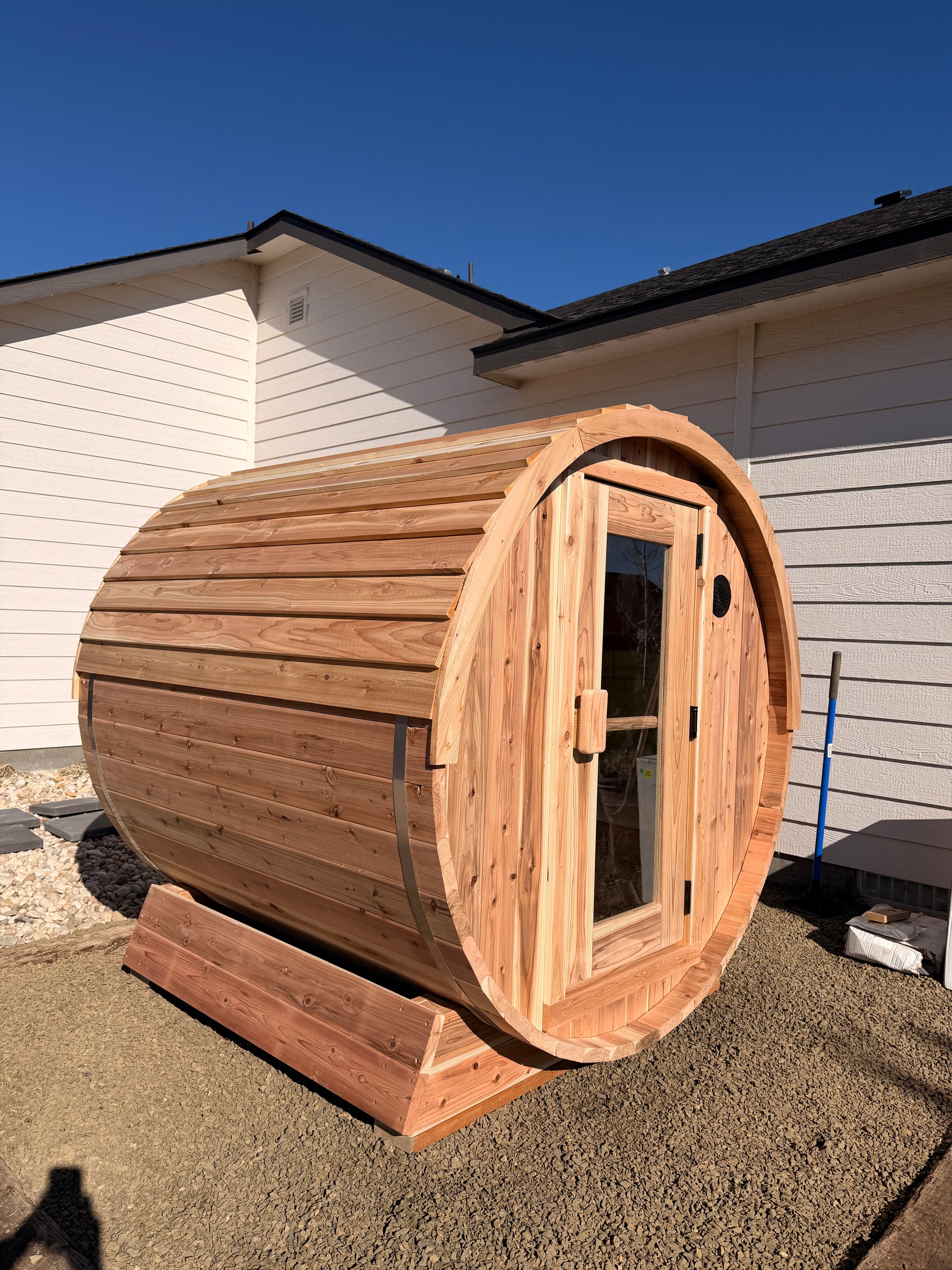 Cedar barrel sauna past build