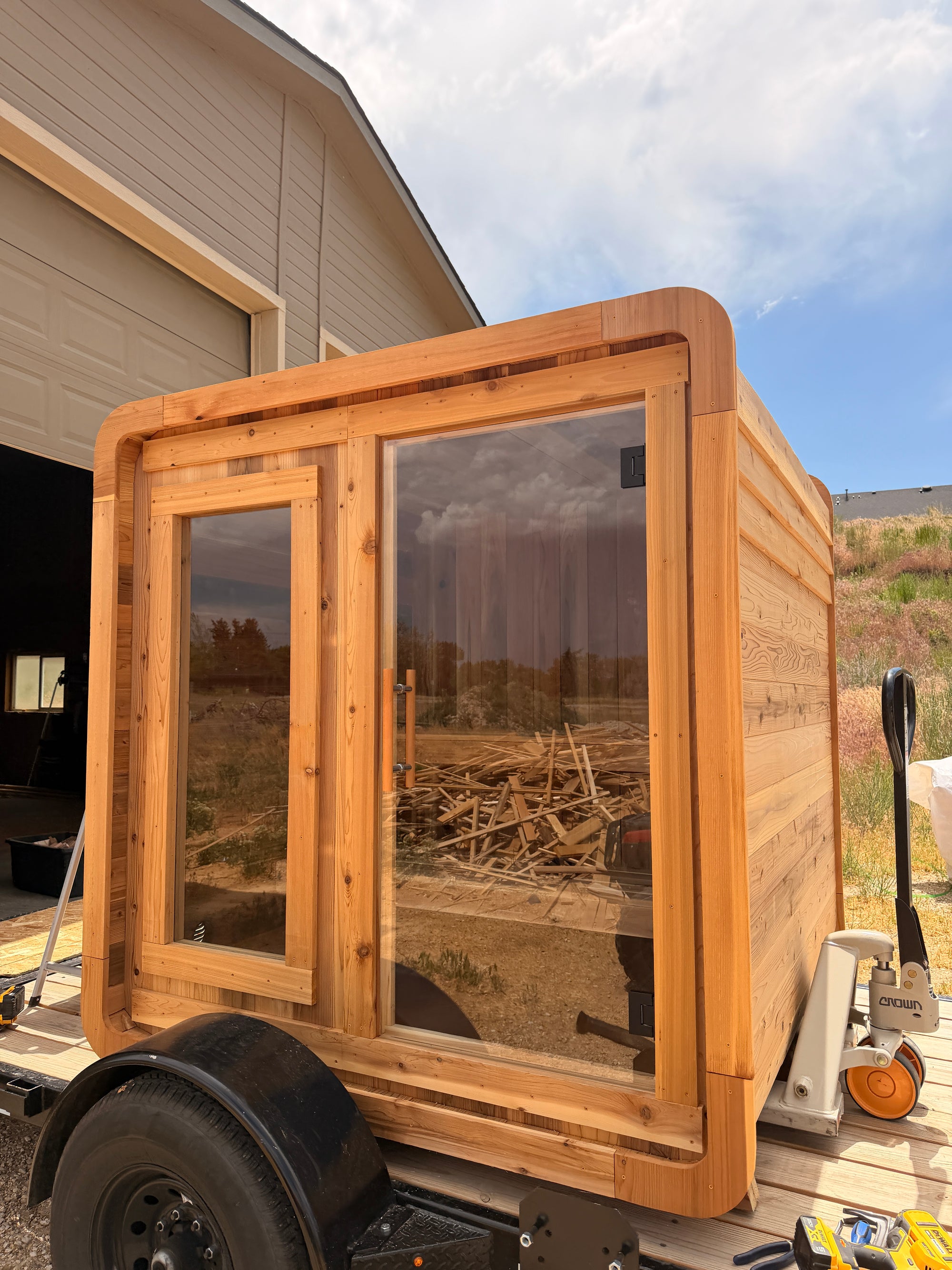 Backyard cedar sauna past build